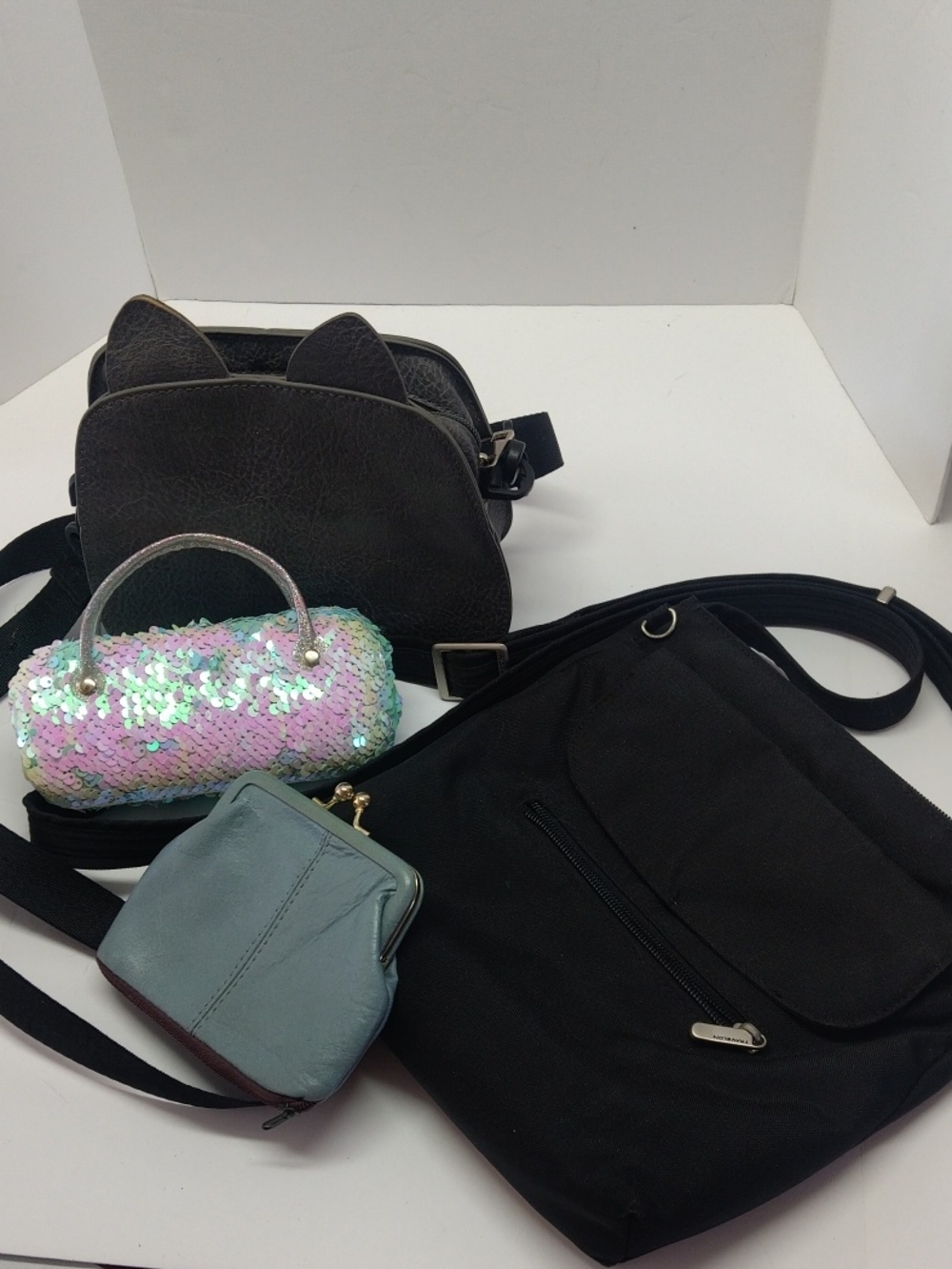 Lot Of Purses, Travelon, Roger Gimbel, Cat Ear & Eye Glass Case